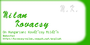 milan kovacsy business card